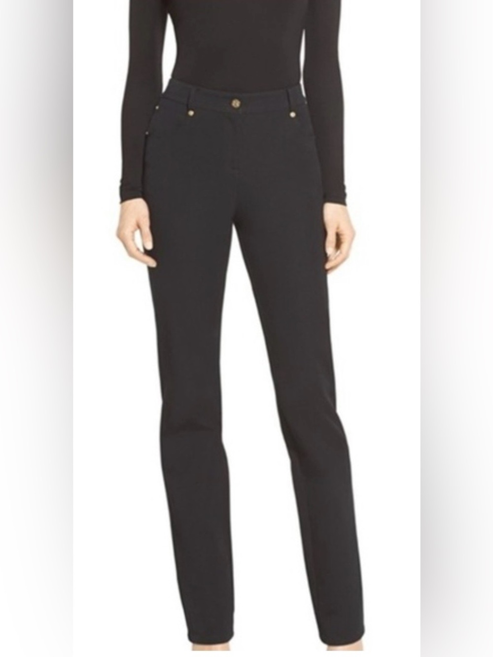 St John Jeans Marie Gray 8 Black Straight Leg Designer